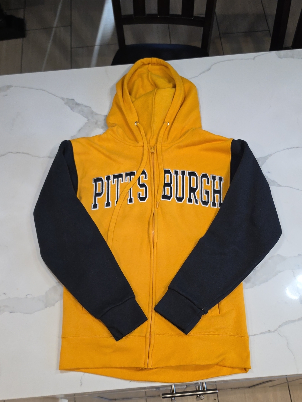 Pittsburgh Two-Tone Hooded Zip Jacket in Yellow and Black